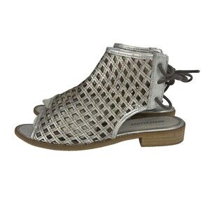Muscle & Cloud Women's 41 EU 9.5 US  Silver Open Toe Lace Back Italy Sandals
